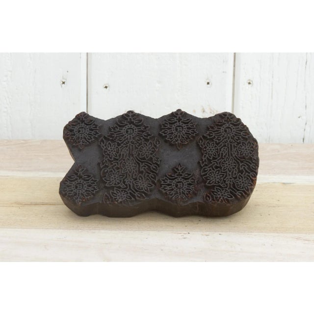 Indian Marigold Vintage Wooden Printing Block For Sale - Image 3 of 8