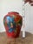 1930s Red Mexican Tonala Hand Painted Vase, Antique Floral Folk Art Pottery For Sale - Image 10 of 11