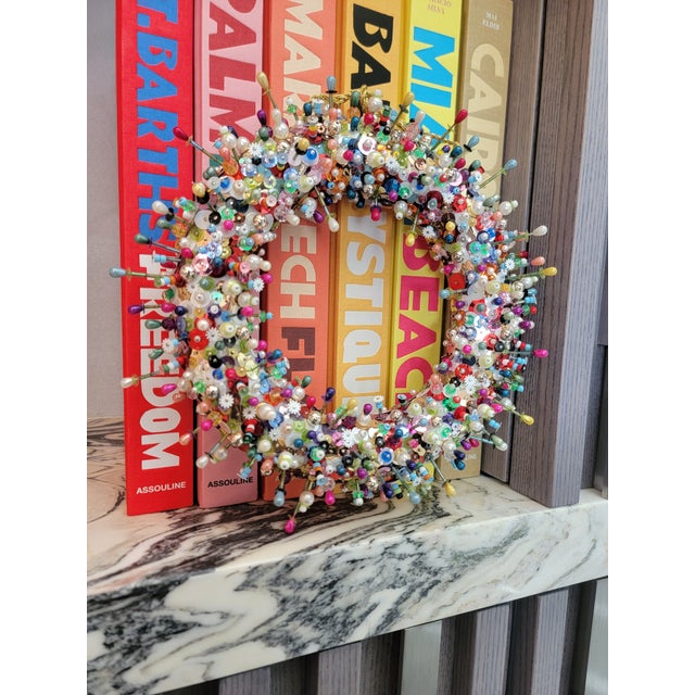 Textile Handmade Beaded & Sequined Wreath / Centerpiece by Maggie Paxton For Sale - Image 7 of 17