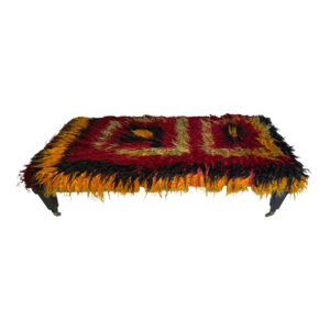 VTG Anatolian Turkish Shaggy Rug Ottoman/Coffee Table/Bohemian/Eclectic Design