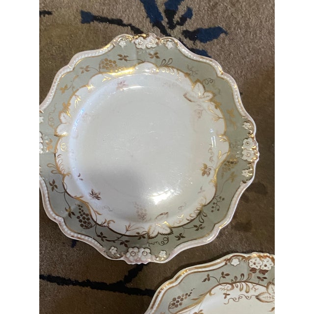 Gray Antique Regency English Porcelain Gray Plates - Set of 5 For Sale - Image 8 of 12