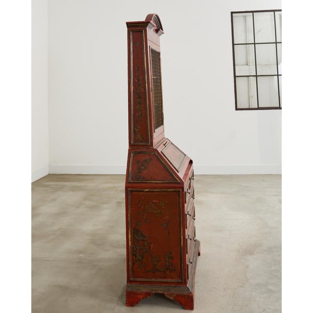 English George III Style Lacquered Chinoiserie Secretary Bookcase For Sale - Image 4 of 12