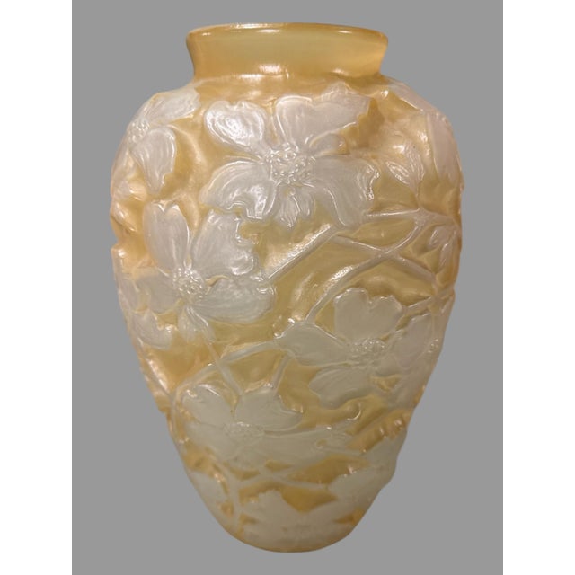 Vintage Antique Phoenix Consolidated Floral Embossed Art Glass 10.5" Vase For Sale - Image 6 of 6