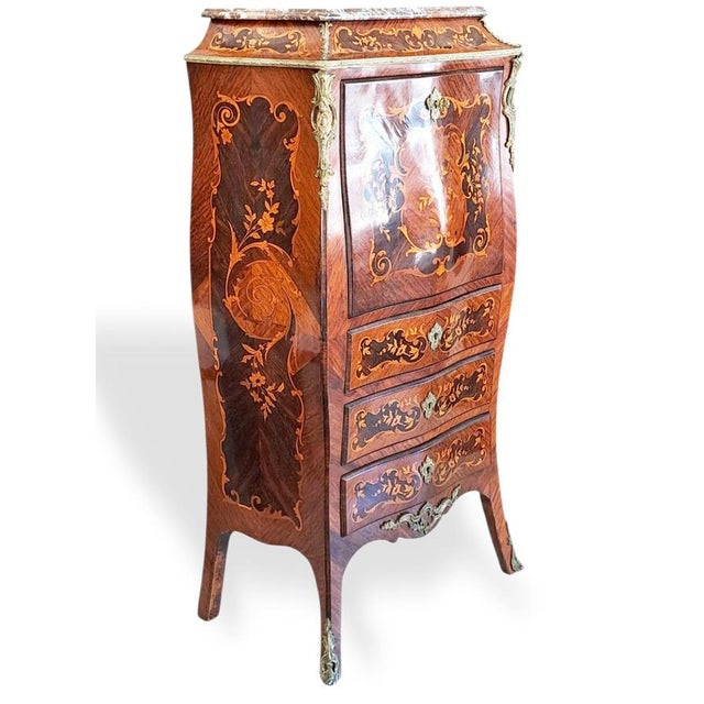 French Napoleon III Rosewood Secretaire with Inlays For Sale - Image 4 of 18