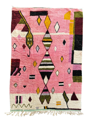 Moroccan Boujad Wool Rug with Abstract Composition, 1990