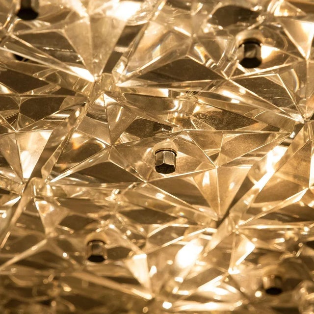 Large Nickel Crystal Glass Flush Mount Lights from Kinkeldey, 1970 For Sale - Image 6 of 18