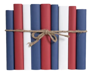 Decorative Books - Americana Paper Wrapped Book Bundle - 1 Foot of Red and Blue Books