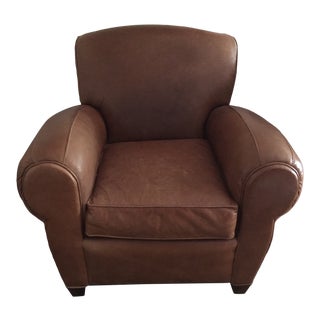 Pottery Barn Leather Club Chair For Sale