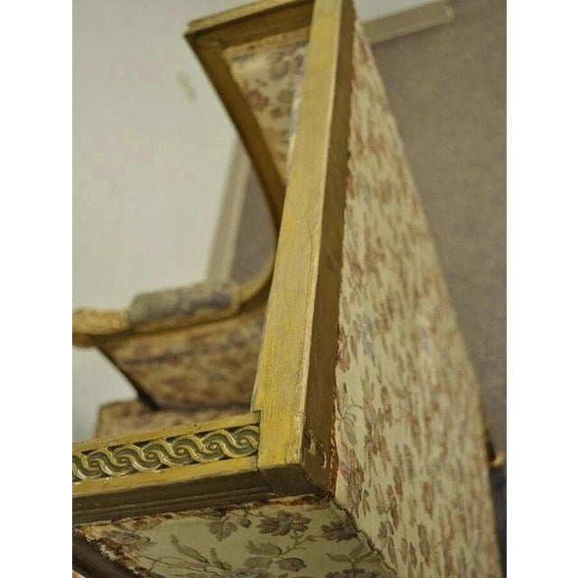 Gold Antique French Louis XVI Victorian Gold Gilt Wood Wing Back Bergere Arm Chair For Sale - Image 8 of 10