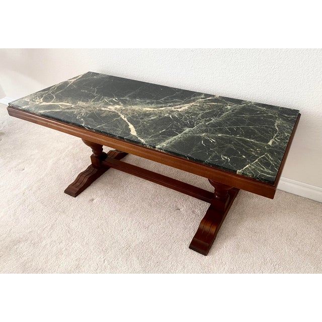Marble and Wood Coffee/Cocktail/Display Table Mid 20th Century Great Vintage Condition For Sale - Image 11 of 11