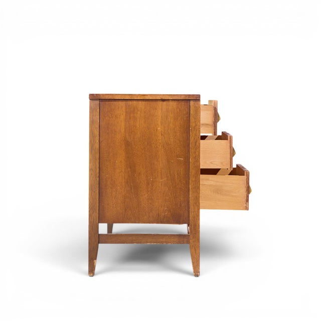 Mid 20th Century Broyhill Brasilia Mid Century Walnut and Brass Credenza and Hutch For Sale - Image 5 of 11