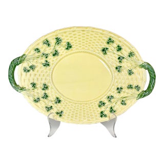 1980s Hollywood Regency Portuguese St Patrick’s Shamrock Platter, Bordallo Pinneiro. For Sale