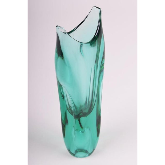 Mid-Century Vase in Thick Glass, Czech, 1950s For Sale - Image 3 of 7