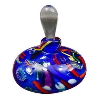 Bruce Fruend Signed Millefiori Hand Blown Art Glass Perfume Bottle With Dauber For Sale