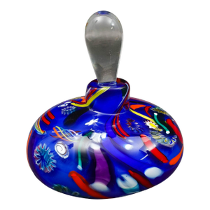 Bruce Fruend Signed Millefiori Hand Blown Art Glass Perfume Bottle With Dauber