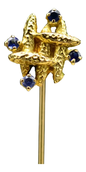 Midcentury Modernist Stickpin set with Sapphires