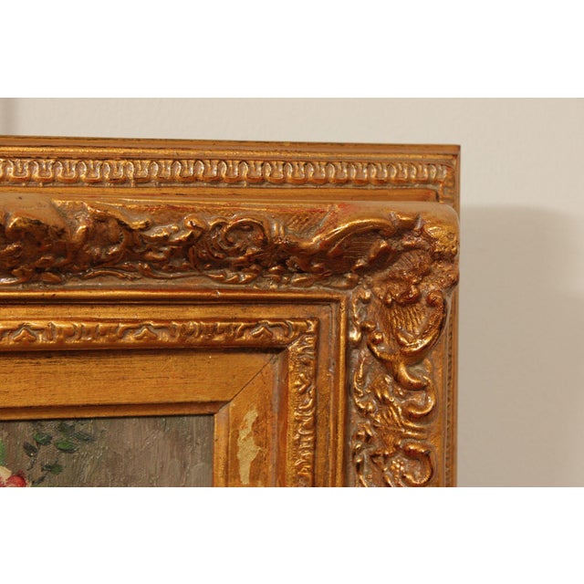 Wood Jully Minno Framed Oil Painting, Rose Bouquet For Sale - Image 7 of 12