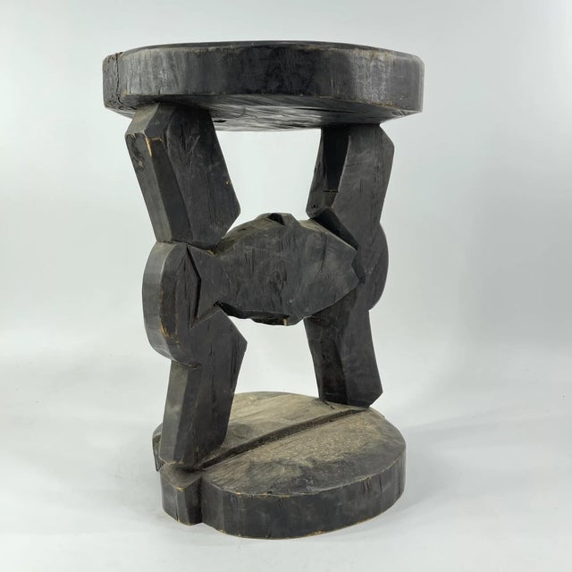 Early 20th Century Tabwa Wood Stool with Fish Design Congo For Sale - Image 10 of 11