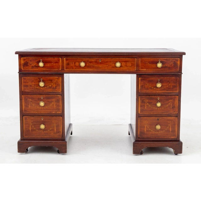 Victorian Victorian Mahogany Pedestal Desk For Sale - Image 3 of 9