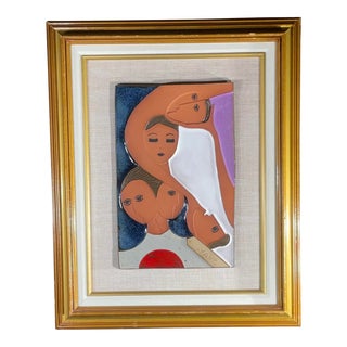 Hand Painted Ceramic Wall Hanging by Yair Israeli Artist For Sale
