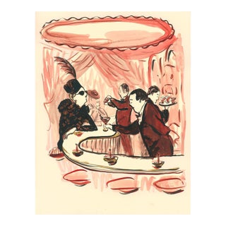 Martini at the Bar Original Contemporary Figurative Watercolor by Pauline De Roussy De Sales For Sale