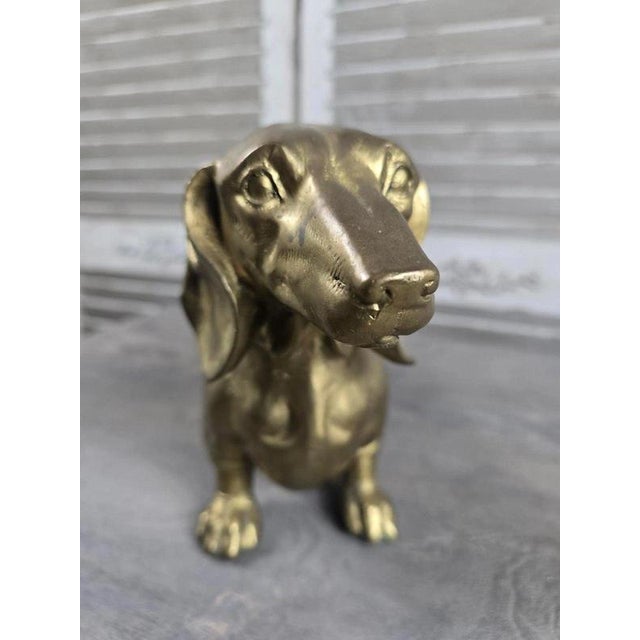 Bronze Dachshund Dog Sculpture with Polished Gold Finish For Sale - Image 6 of 14