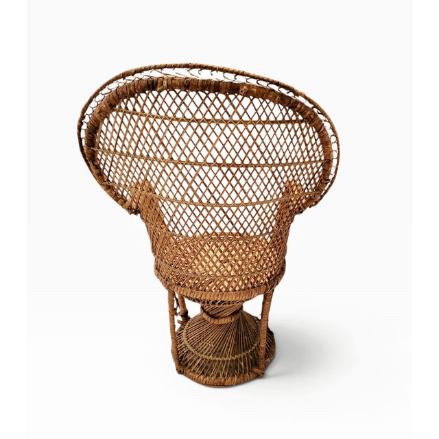 Vintage Rattan Junior Emmanuelle Wicker Peacock Throne Chair, 1960s For Sale - Image 10 of 13