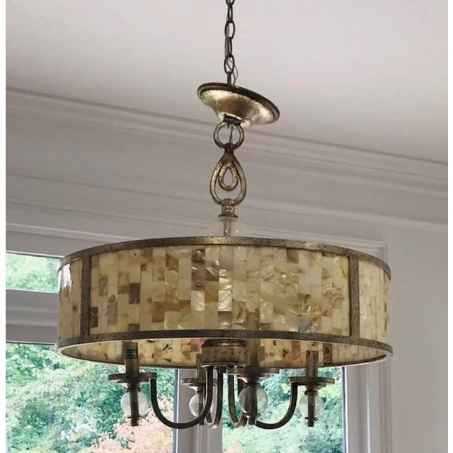 Raymond Waites Acacia 4 Light Penshell Pendant For Sale - Image 4 of 4