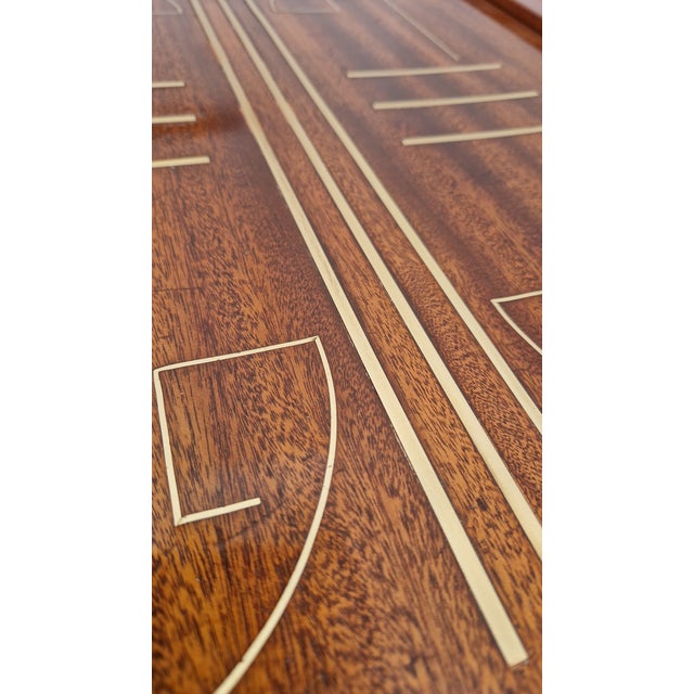 Art Nouveau Wooden Desk with Brass Inserts by Eugenio Quarti, 1890s For Sale - Image 12 of 18