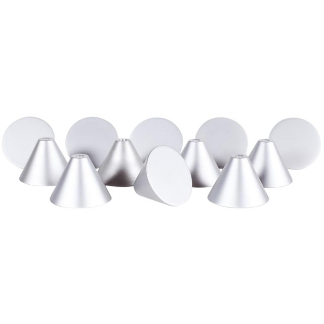 Mid-Century Modern Aluminum Cone Knobs - Set of 12 For Sale