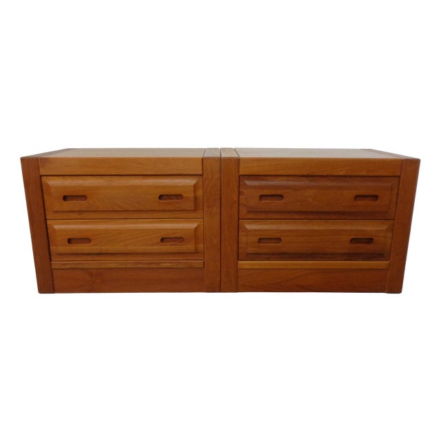 Teak Nightstands Wit Drawers, Denmark, 1960s, Set of 2, Set of 2 For Sale