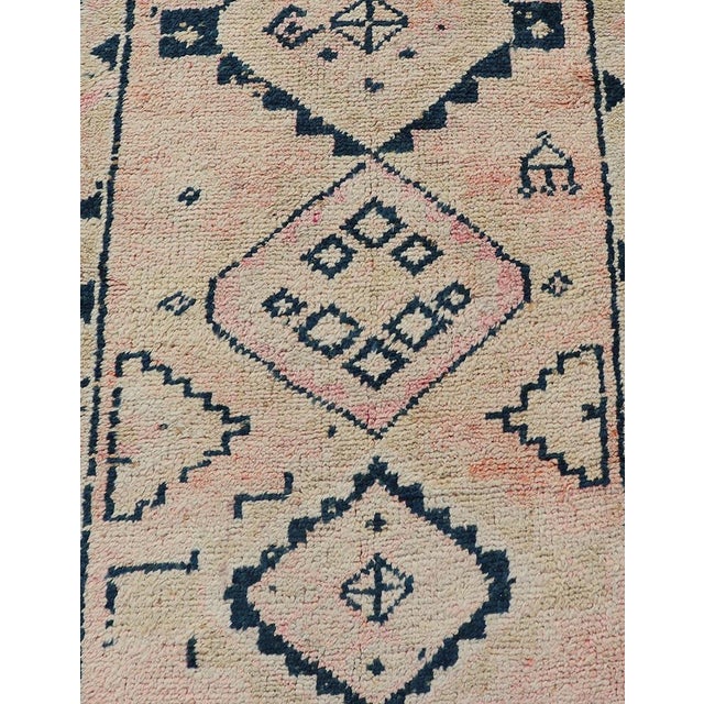 Mid 20th Century Vintage Hand Knotted Turkish Runner With Tribal Design in Muted Tones For Sale - Image 5 of 12