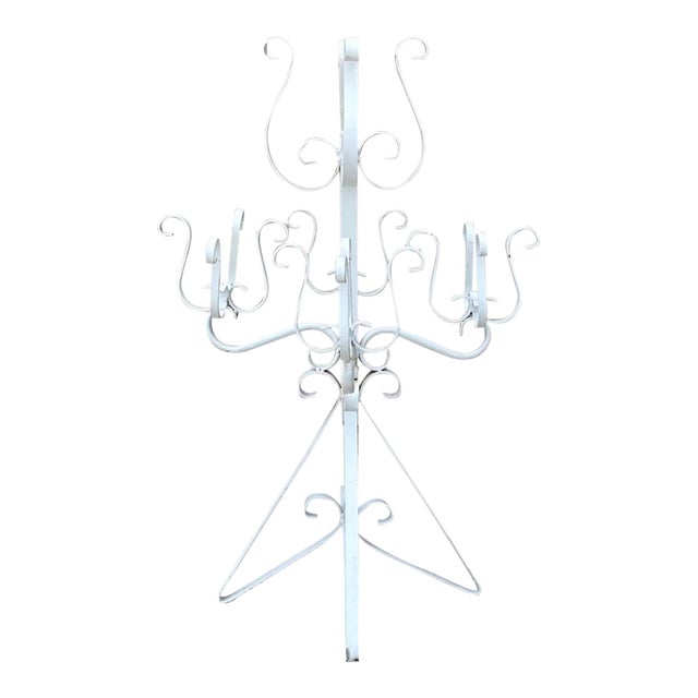 Vintage White Iron Two Tier Plant Stand For Sale