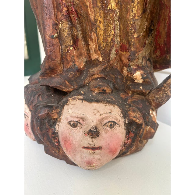 19th Century 26" Tall Portugese Virgin Mary Carved Statue For Sale - Image 9 of 12