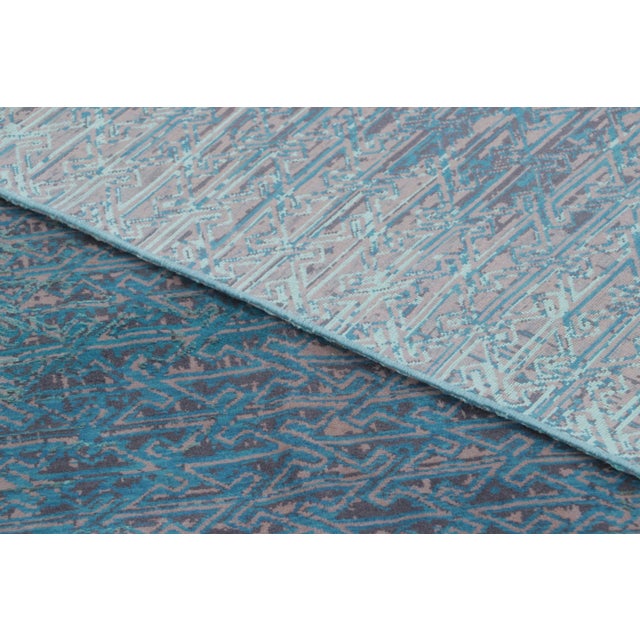 Rug & Kilim’s Distressed Contemporary Rug With Greek Key Lattice in Blue Hues For Sale - Image 10 of 10