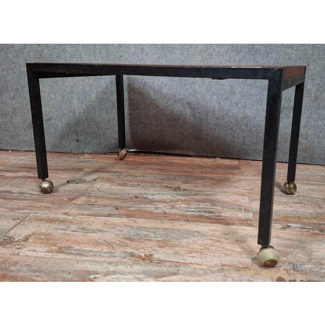 Brown Modern Coffee Table with Wooden Top and Metal Frame, 1970s For Sale - Image 8 of 9