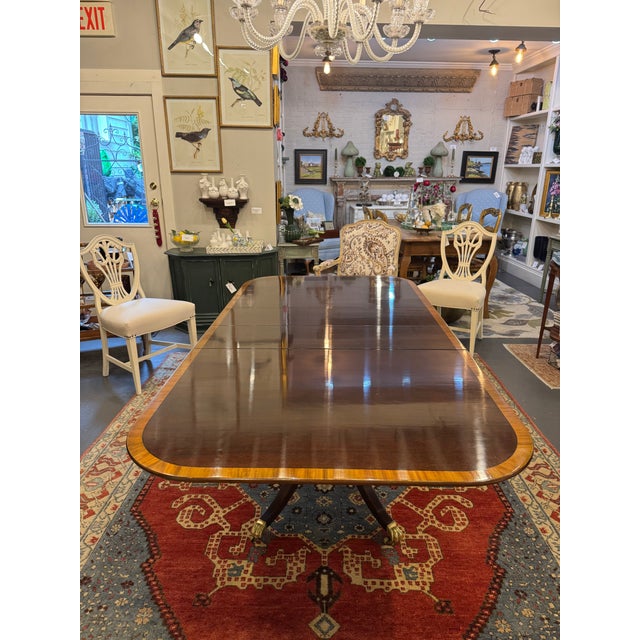 Beacon Hill 1940s Beacon Hill Mahogany Single Pedestal Dining Table on Brass Castors For Sale - Image 4 of 12