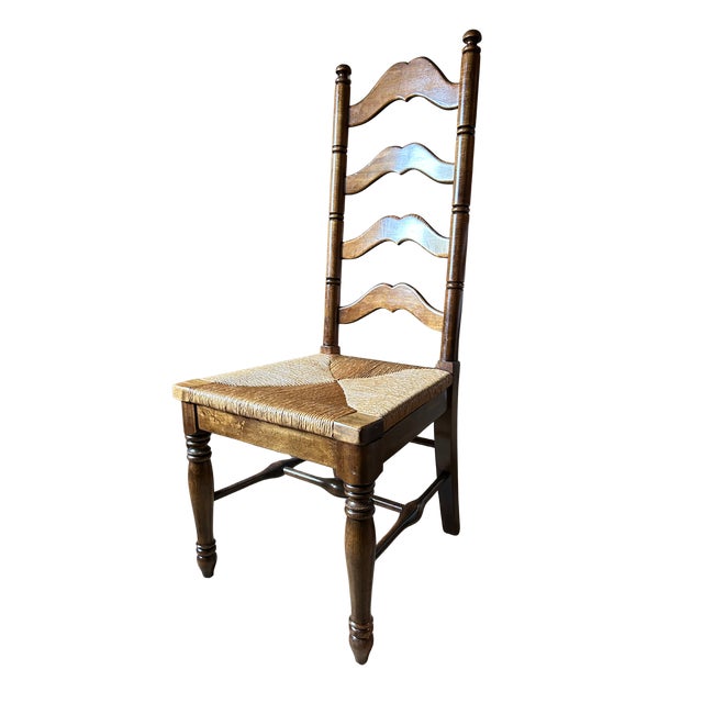 French Country Vintage French Country Ladder Back Dining Chair For Sale - Image 3 of 12