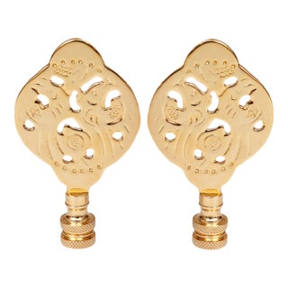 Chinoiserie Brass Lamp Finials - A Pair For Sale