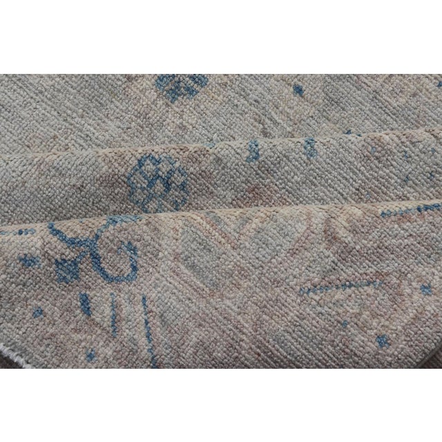 Modern All-Over Floral Oushak With Muted Background and Accent Colors 4'2" X 6'2" For Sale - Image 11 of 12