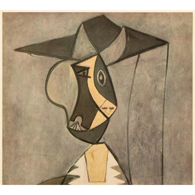 Abstract 1940s After Pablo Picasso "Woman in a Hat", Limited Edition Period Parisian Offset Lithograph For Sale - Image 3 of 10