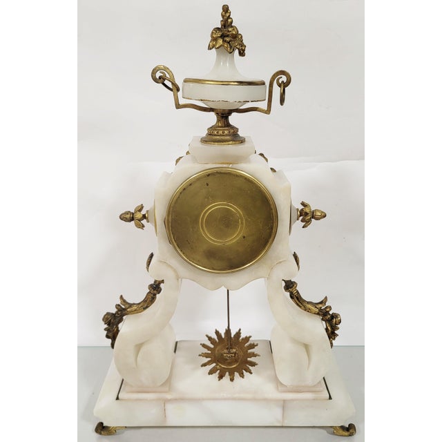 French 19th C Belle Epoque Gilt Bronze Enamel & Alabaster Mantle Clock For Sale In New York - Image 6 of 18