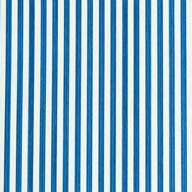 Schumacher Edwin Stripe Narrow Wallpaper in Navy For Sale
