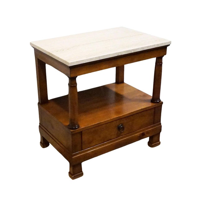 Baker Furniture Company Baker / Milling Road Solid Cherry Early American Contemporary 27" Accent End Table W. White Granite Top 13-676-8 For Sale - Image 4 of 14