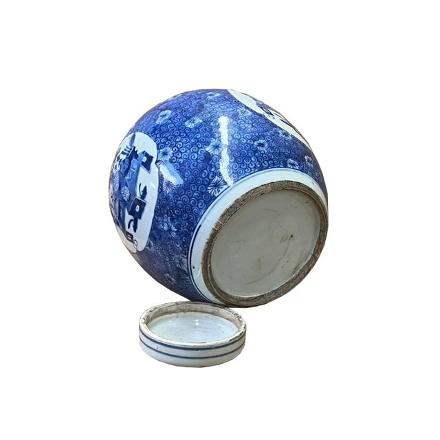 Chinese Oriental Hand-Paint Flower Vases Blue White Porcelain Ginger Jar For Sale - Image 3 of 5