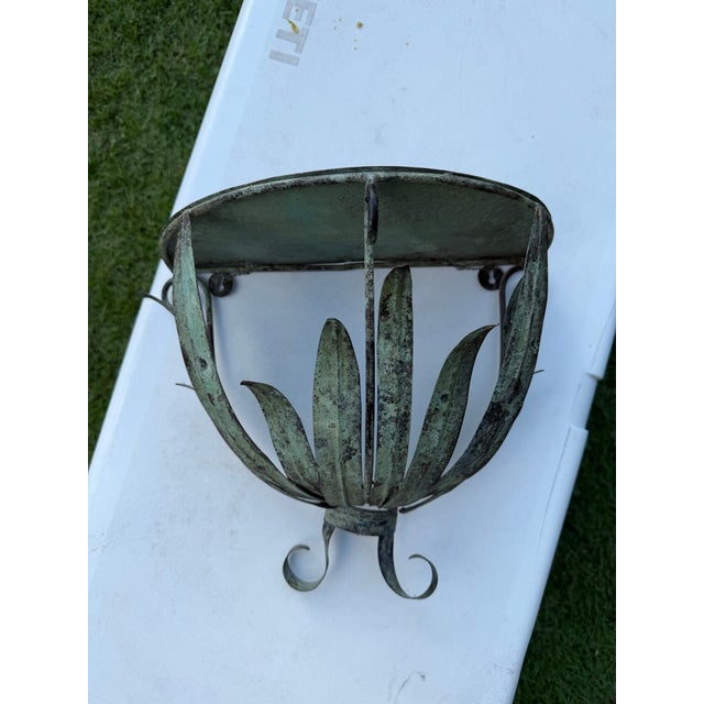Vintage Sculptural Verdigris Leaf Wall Shelf For Sale - Image 9 of 9