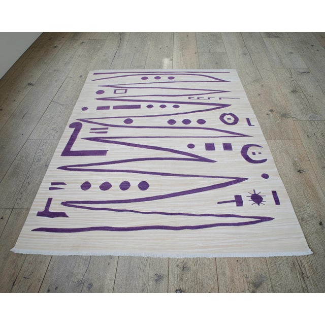 Contemporary Paul Klee - Heroic Strokes of the Bow - Inspired Silk Hand Woven Area - Wall Rug 4′9″ × 6′3″ For Sale - Image 3 of 16