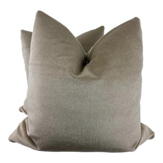 Coraggio Textiles "Royal Silk/Mohair Velvet" in Linen 22" Pillows-A Pair For Sale