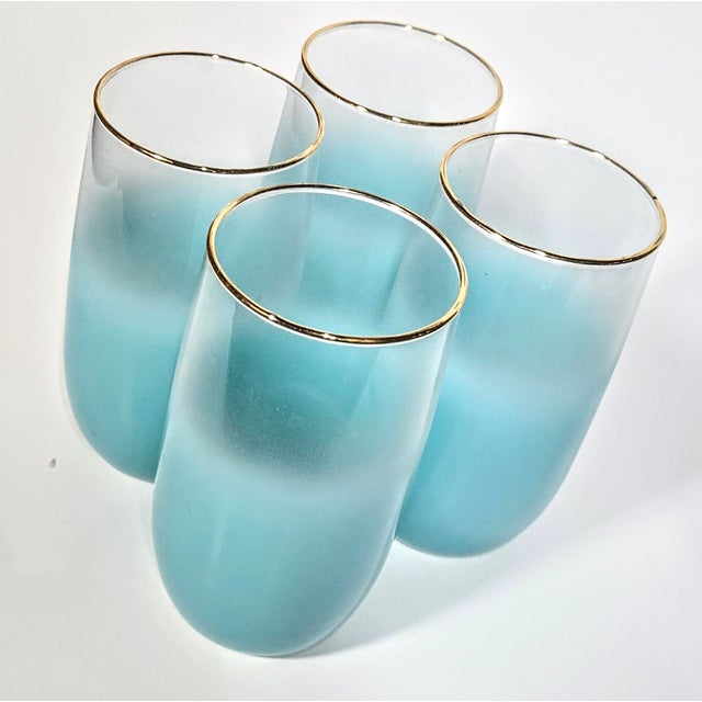 Mid-Century Modern Turquoise Blendo Glasses - Set of Four For Sale - Image 3 of 9