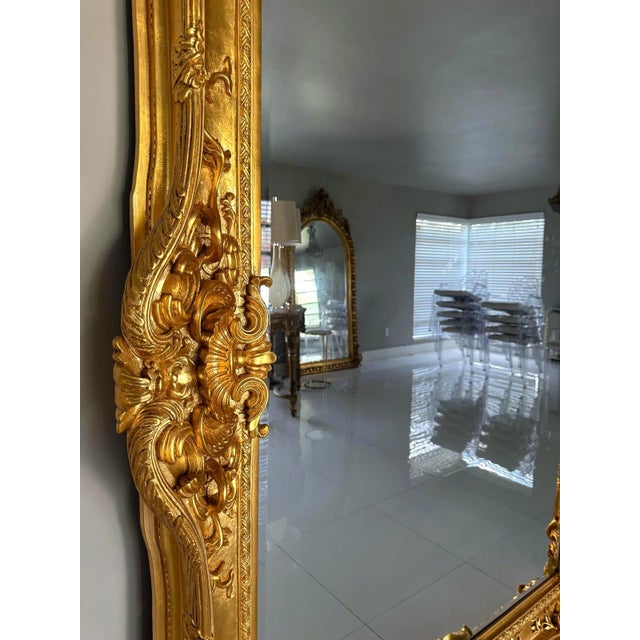 Glass French Style Baroque Wall Mirror – 7.5 Ft Tall Statement Mirror For Sale - Image 7 of 11